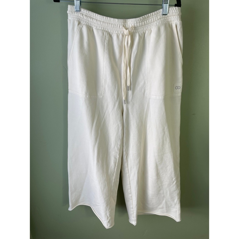 Calia Womens Cream Wide Leg Crop Sweatpants Cotton French Terry Size M